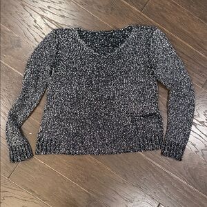 Eileen Fisher Black and White V-Neck Sweater